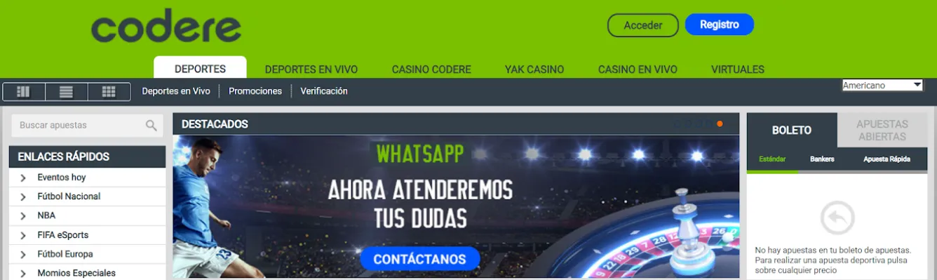 Atención por whatsapp en Codere casino casinos online español codere